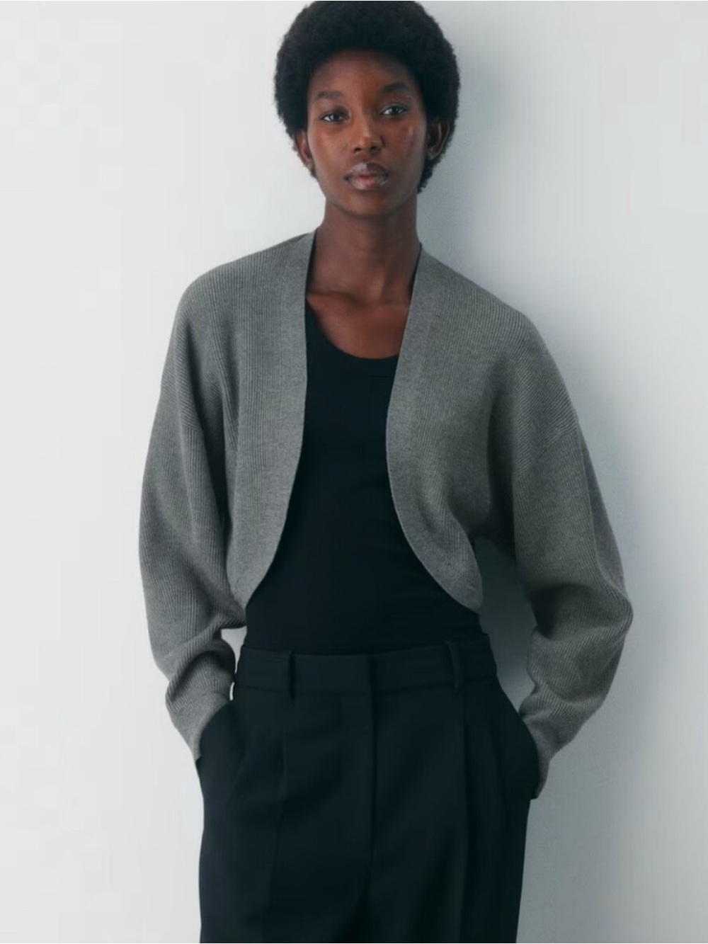 Aritzia Babaton Decision Heather Grey shrug sweater S NWT